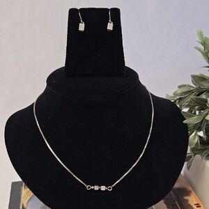 Minimalist Silver Necklace and Earring Set